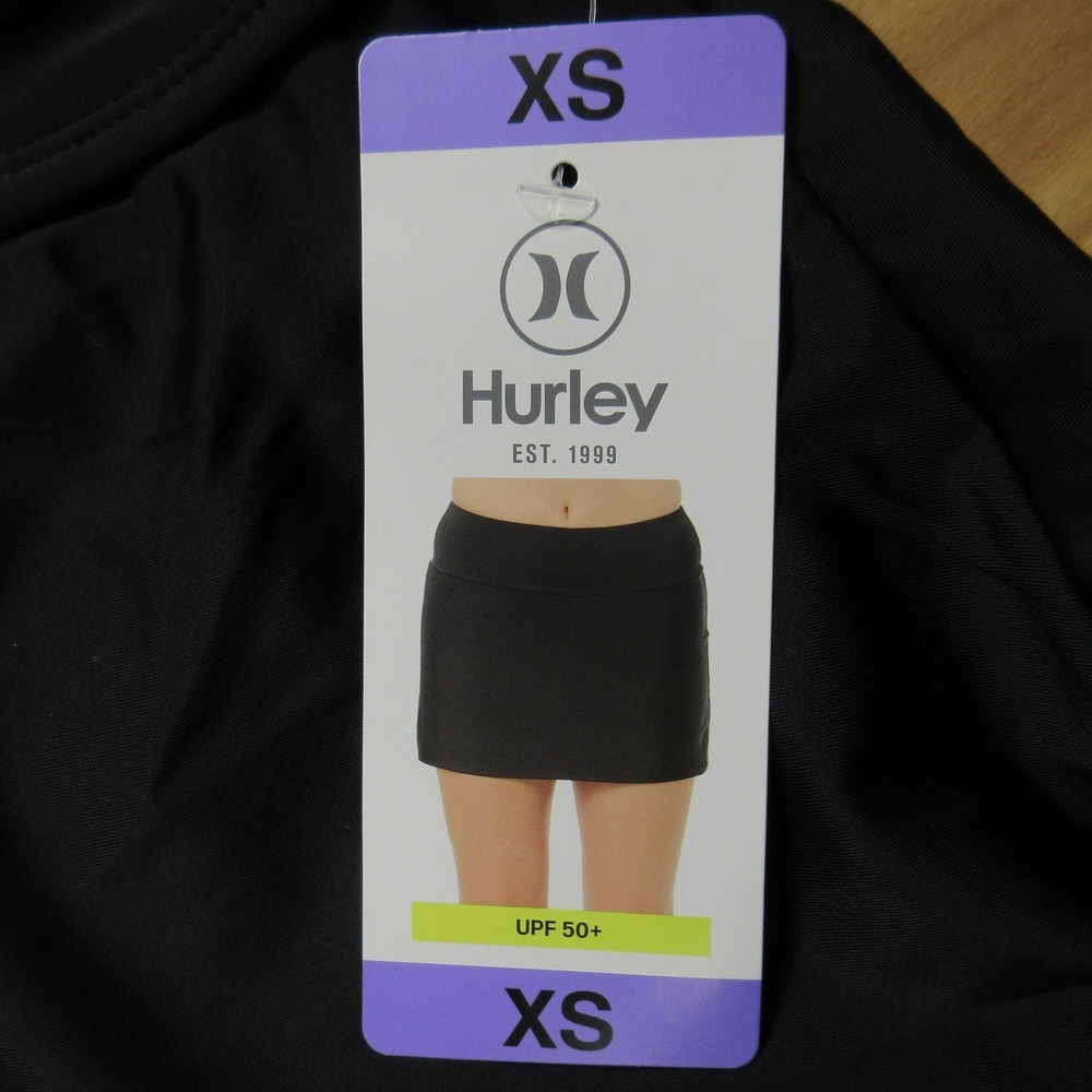 HURLEY UPF 50+ Performance Swim Skort Size XS Black Pull‎ On Stretch Shorts NWT